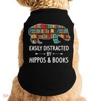 Easily Distracted By Hippos & Books Lover Gift Horse River Doggie Tank thumb 0