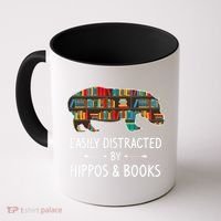 Easily Distracted By Hippos & Books Lover Gift Horse River Coffee Mug thumb 0