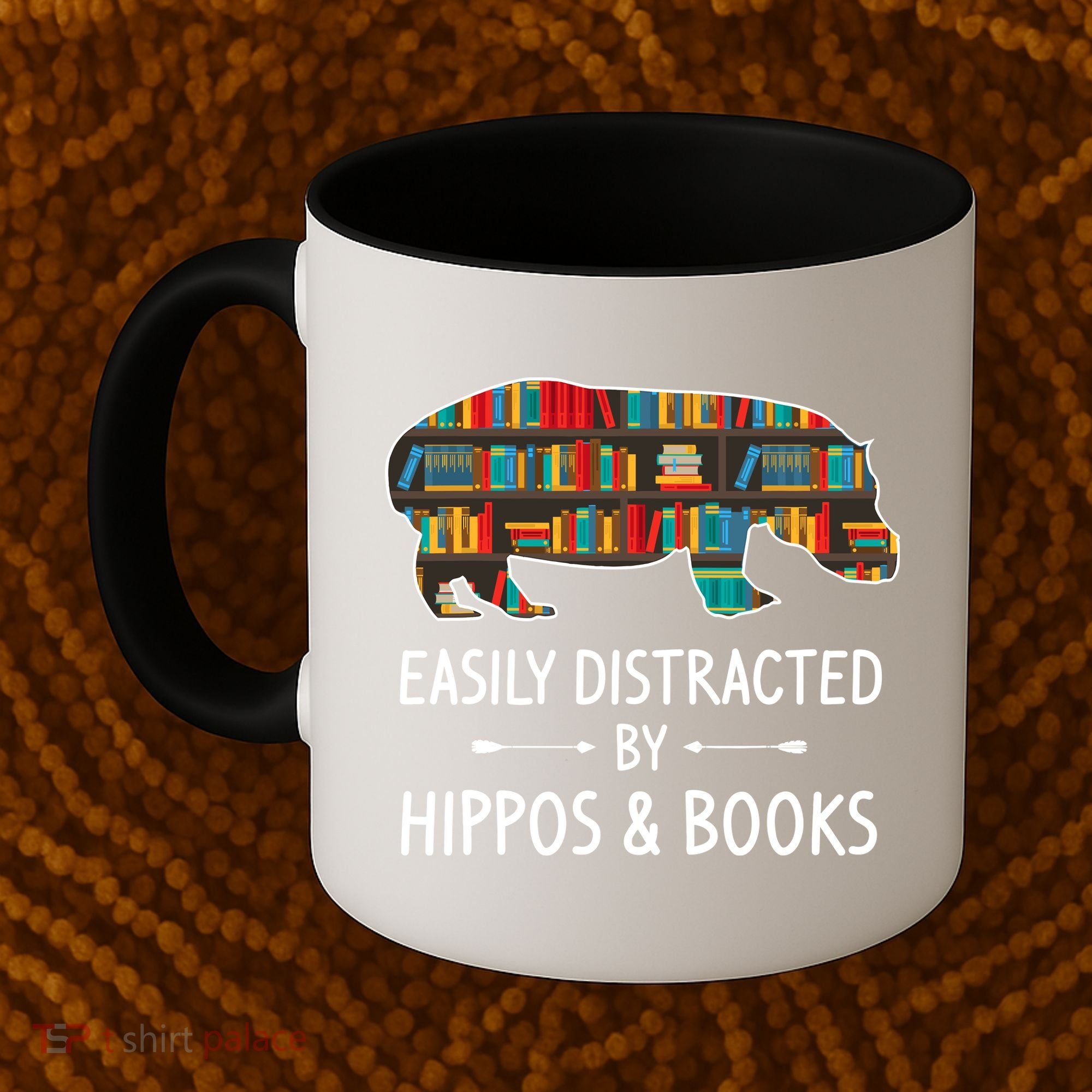 Easily Distracted By Hippos & Books Lover Gift Horse River Coffee Mug