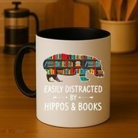 Easily Distracted By Hippos & Books Lover Gift Horse River Coffee Mug thumb 4