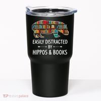 Easily Distracted By Hippos & Books Lover Gift Horse River Tumbler thumb 0