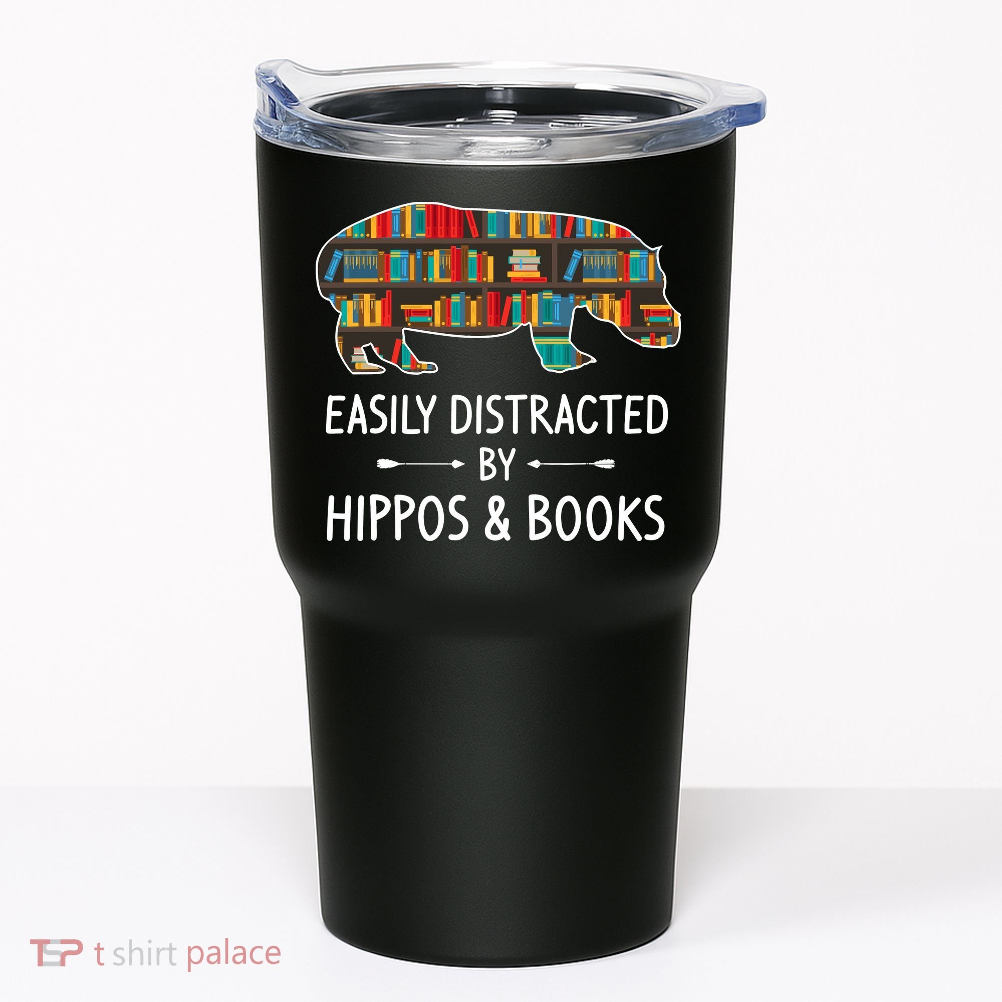 Easily Distracted By Hippos & Books Lover Gift Horse River Tumbler