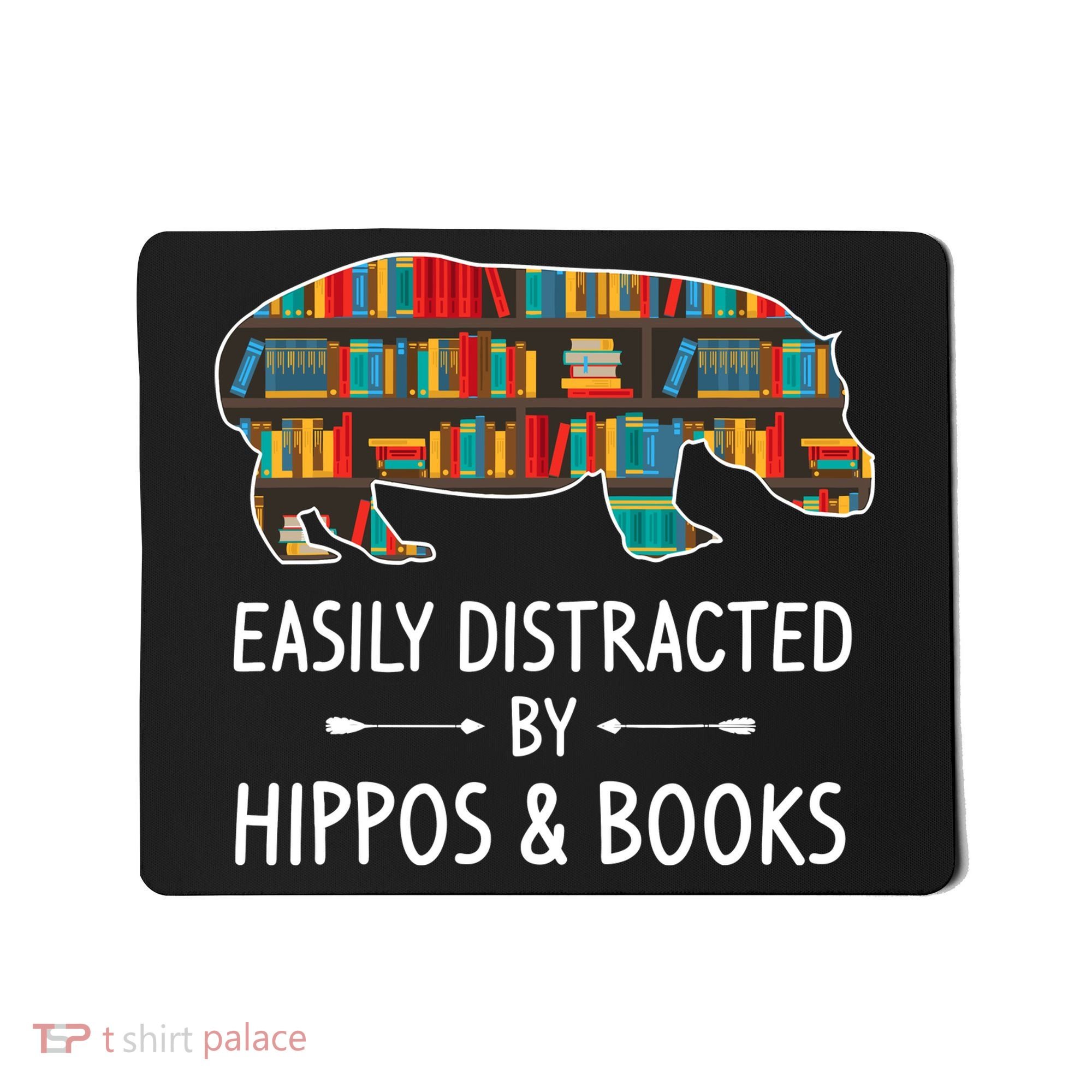 Easily Distracted By Hippos & Books Lover Gift Horse River Mousepad