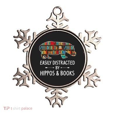 Easily Distracted By Hippos & Books Lover Gift Horse River Ornament