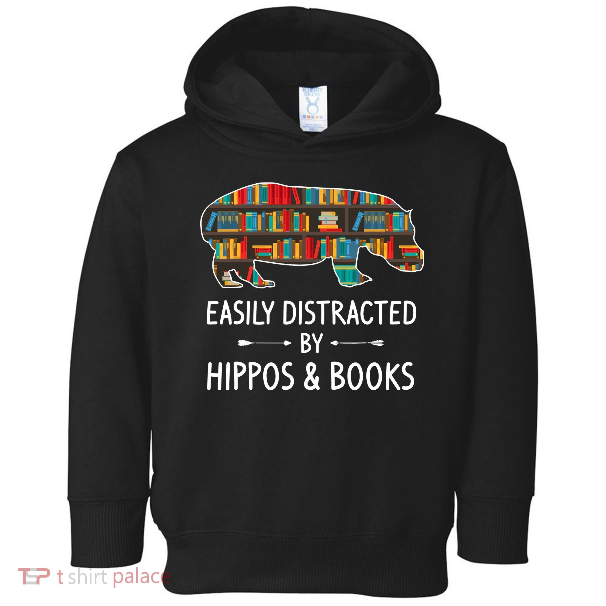 Easily Distracted By Hippos & Books Lover Gift Horse River Toddler Hoodie