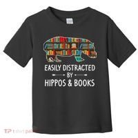 Easily Distracted By Hippos & Books Lover Gift Horse River Toddler T-Shirt thumb 0