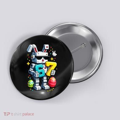 Easter Day Bunny Egg 6-7 Meme Gamer Button