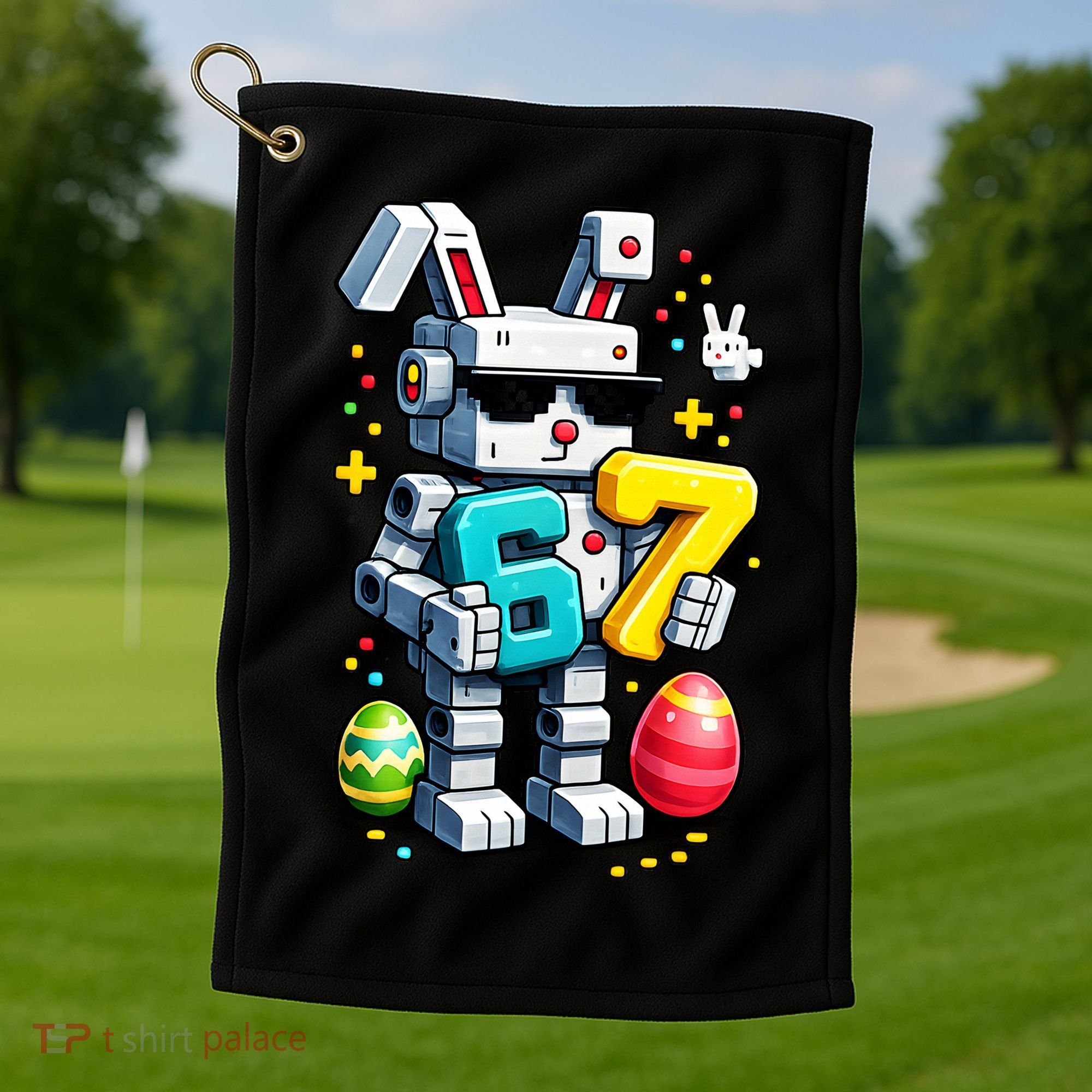 Easter Day Bunny Egg 6-7 Meme Gamer Golf Towel