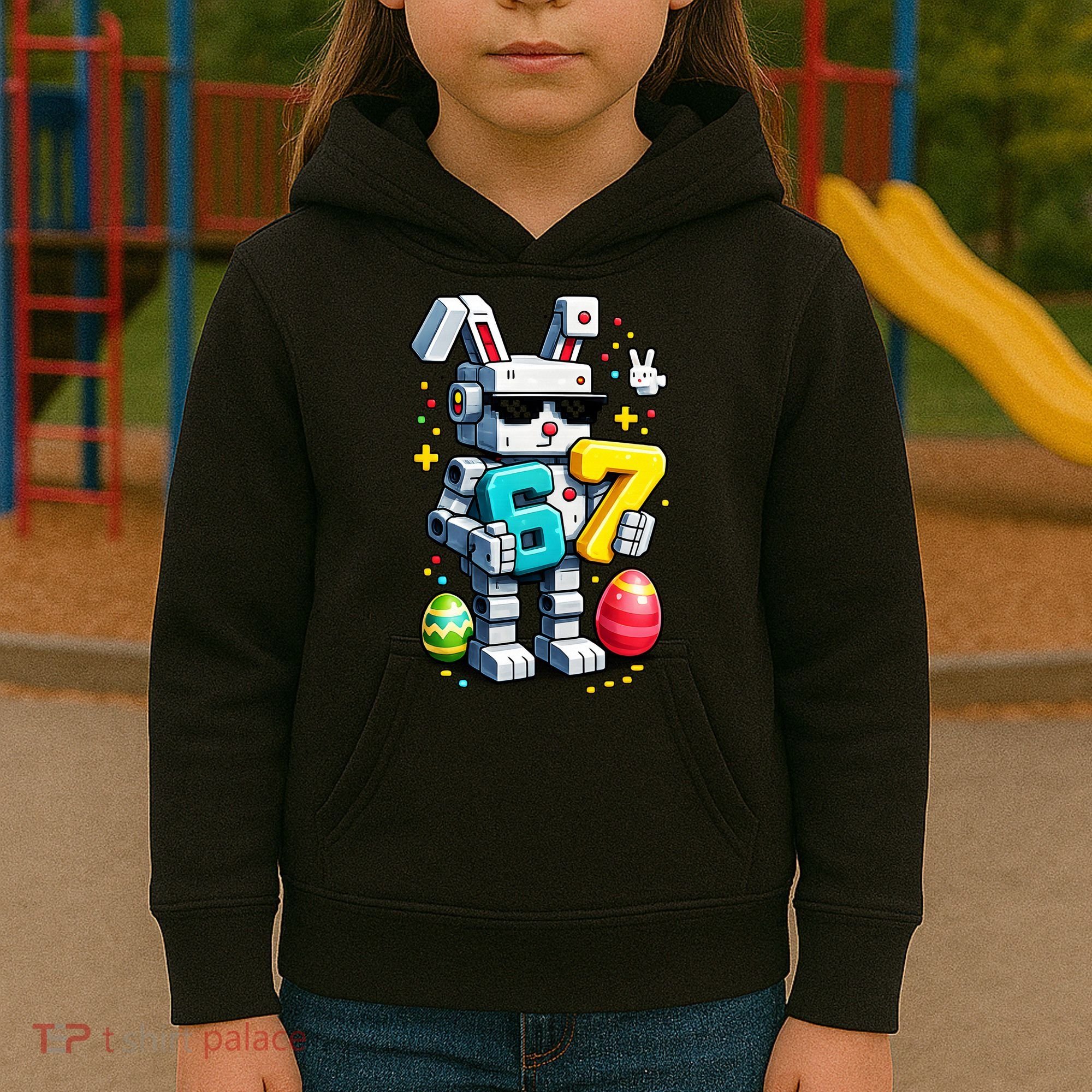 Easter Day Bunny Egg 6-7 Meme Gamer Kids Hoodie