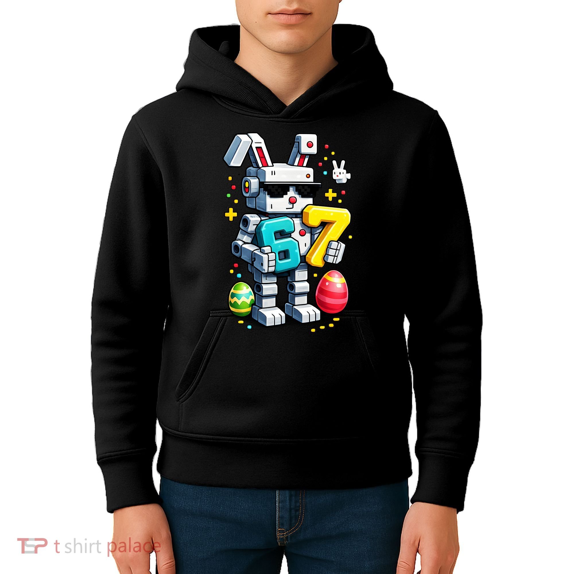 Easter Day Bunny Egg 6-7 Meme Gamer Kids Hoodie