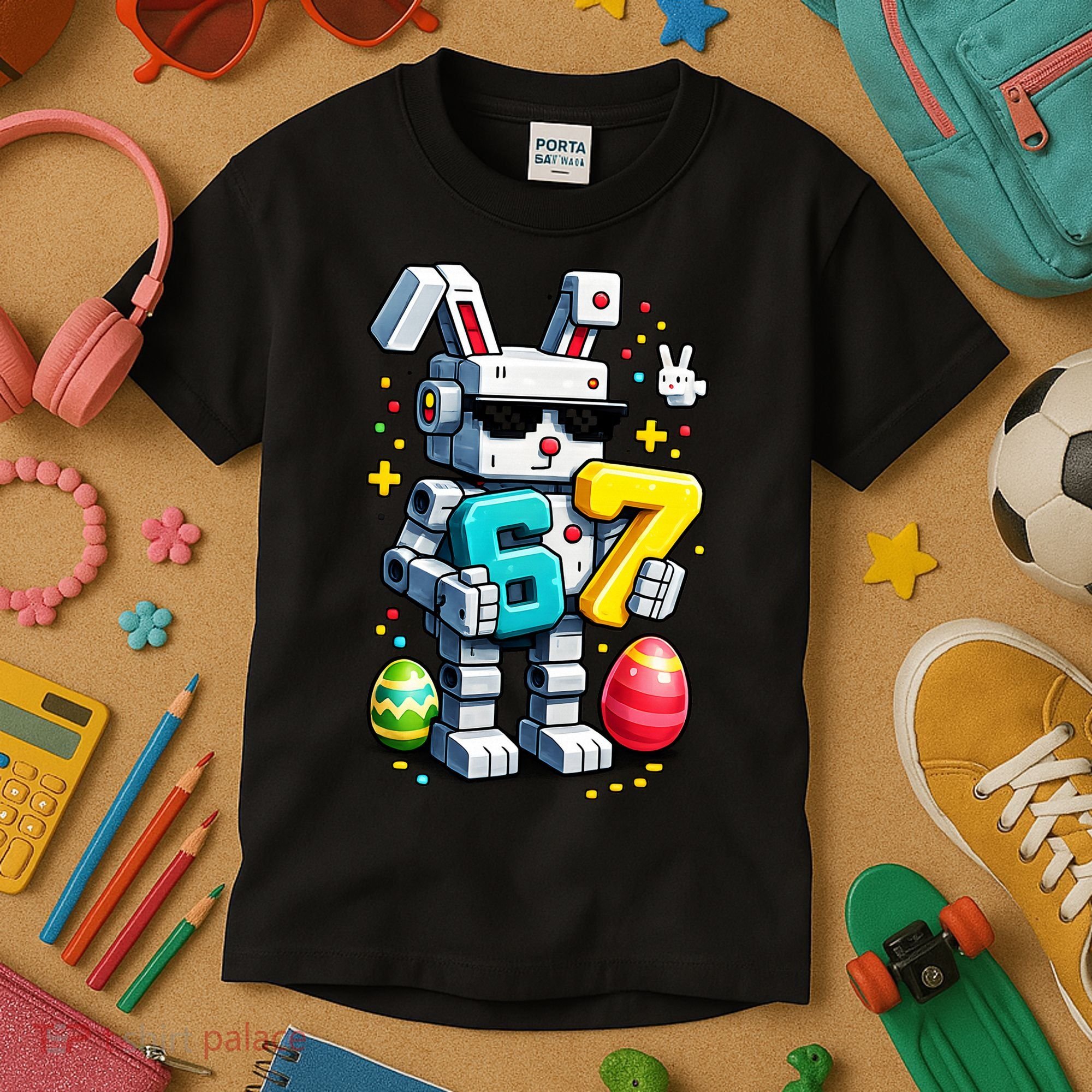 Easter Day Bunny Egg 6-7 Meme Gamer Kids T-Shirt