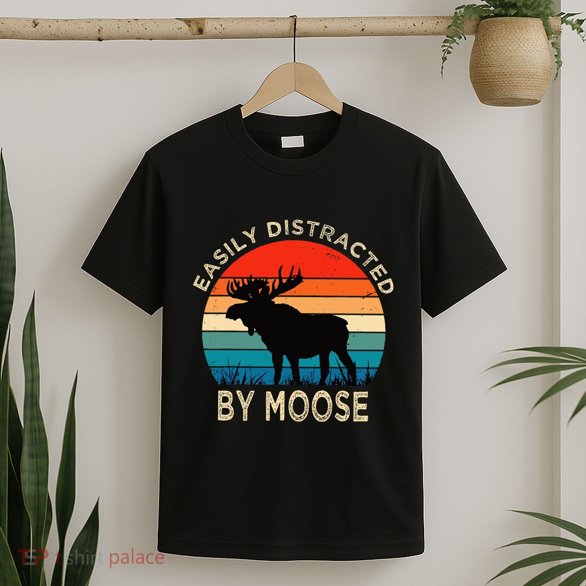 Easily Distracted By Moose Vintage Funny Moose T-Shirt