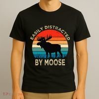 Easily Distracted By Moose Vintage Funny Moose T-Shirt thumb 3
