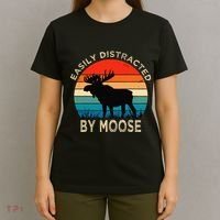 Easily Distracted By Moose Vintage Funny Moose T-Shirt thumb 4