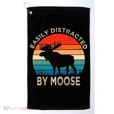 Easily Distracted By Moose Vintage Funny Moose Golf Towel