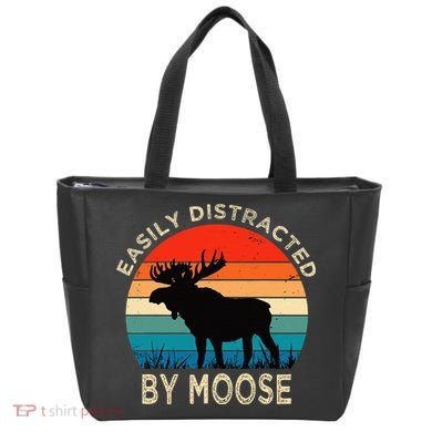Easily Distracted By Moose Vintage Funny Moose Tote Bag