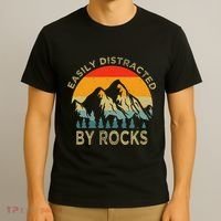 Easily Distracted By Rocks Vintage Funny Rocks T-Shirt thumb 3