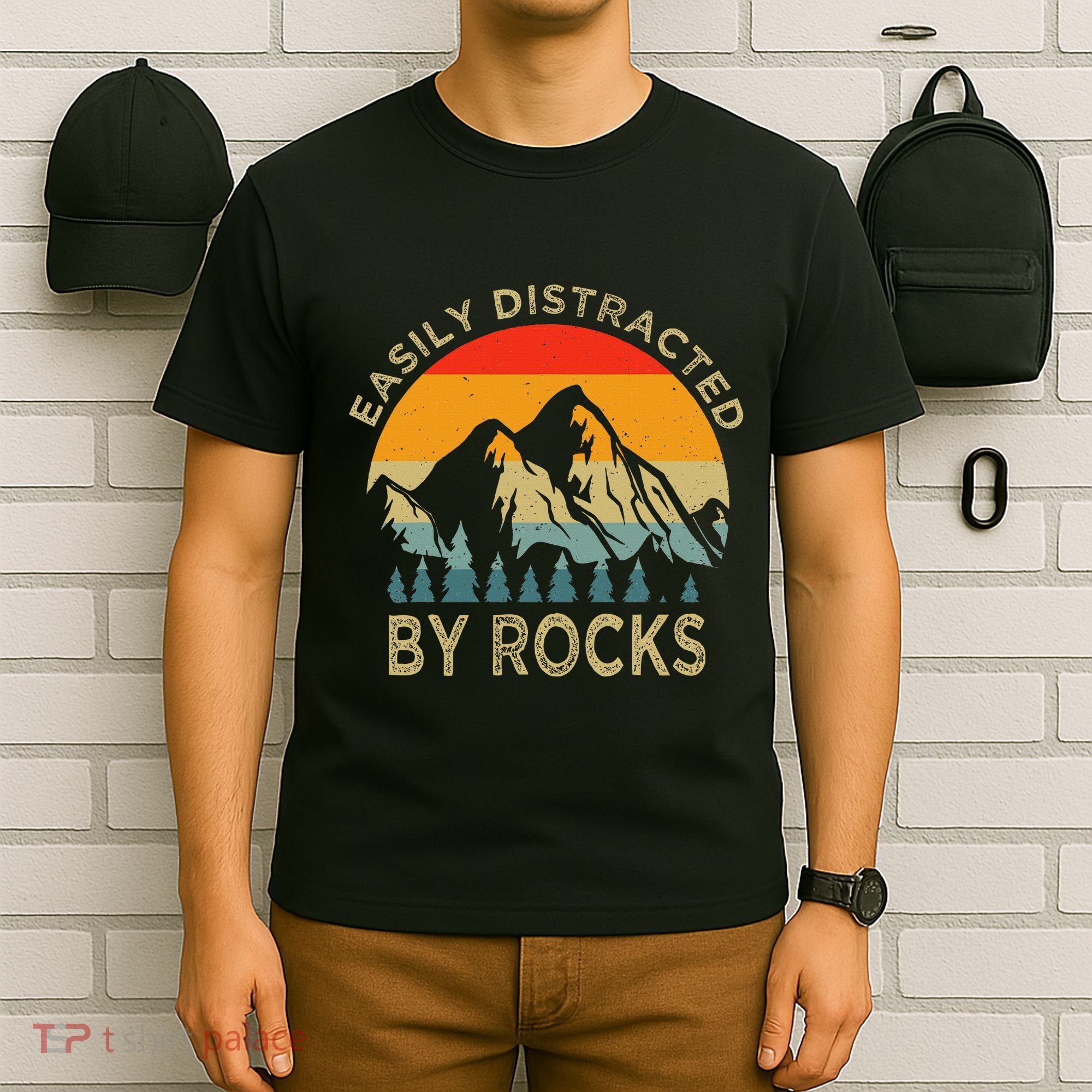 Easily Distracted By Rocks Vintage Funny Rocks T-Shirt