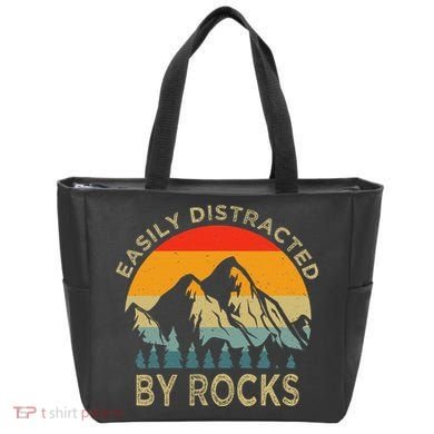 Easily Distracted By Rocks Vintage Funny Rocks Tote Bag