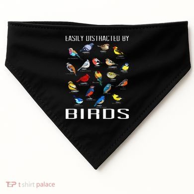 Easily Distracted By Birds Birdwatching Lover Birdwatcher USA-Made Doggie Bandana