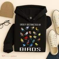 Easily Distracted By Birds Birdwatching Lover Birdwatcher Hoodie thumb 4