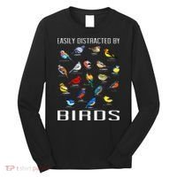 Easily Distracted By Birds Birdwatching Lover Birdwatcher Long Sleeve Shirt thumb 0