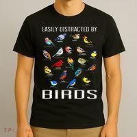 Easily Distracted By Birds Birdwatching Lover Birdwatcher T-Shirt thumb 3