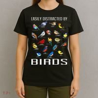 Easily Distracted By Birds Birdwatching Lover Birdwatcher T-Shirt thumb 4