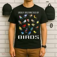 Easily Distracted By Birds Birdwatching Lover Birdwatcher T-Shirt thumb 6