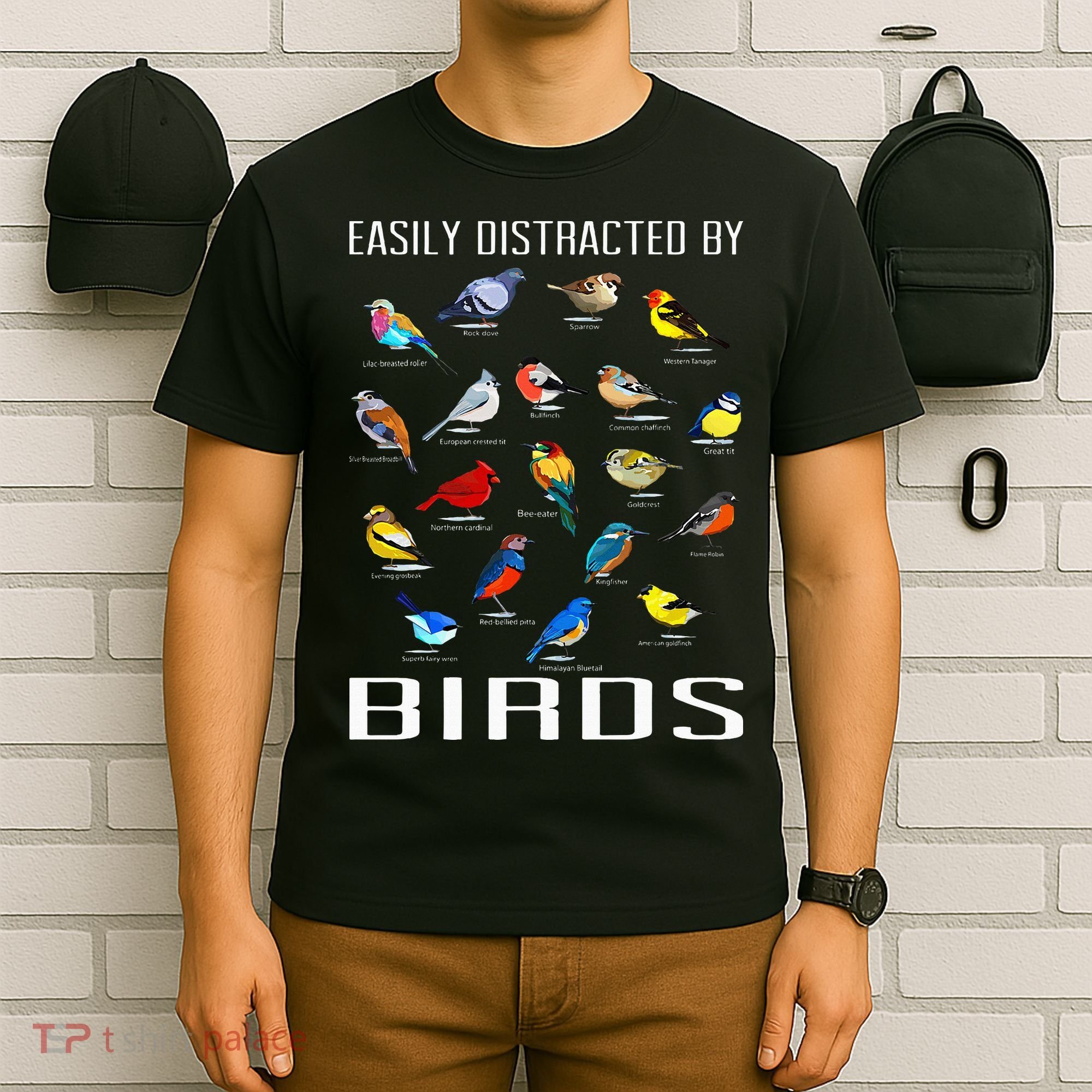Easily Distracted By Birds Birdwatching Lover Birdwatcher T-Shirt