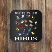 Easily Distracted By Birds Birdwatching Lover Birdwatcher Coaster thumb 0