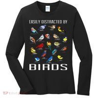 Easily Distracted By Birds Birdwatching Lover Birdwatcher Women's Long Sleeve Shirt thumb 0