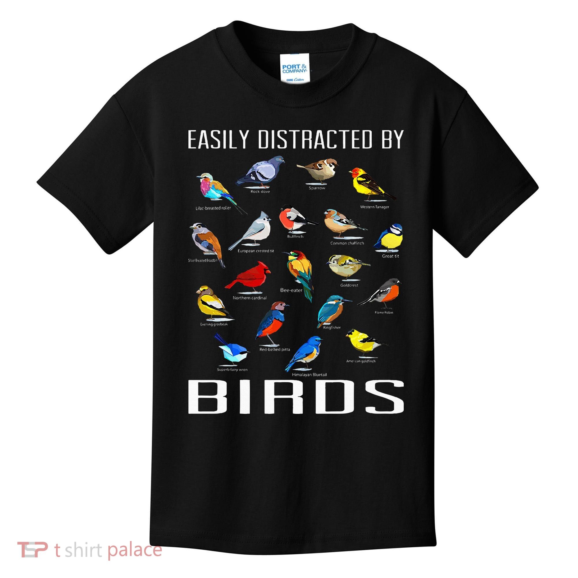Easily Distracted By Birds Birdwatching Lover Birdwatcher Kids T-Shirt