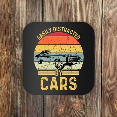 Easily Distracted By Cars Automobile Car Lover Coaster