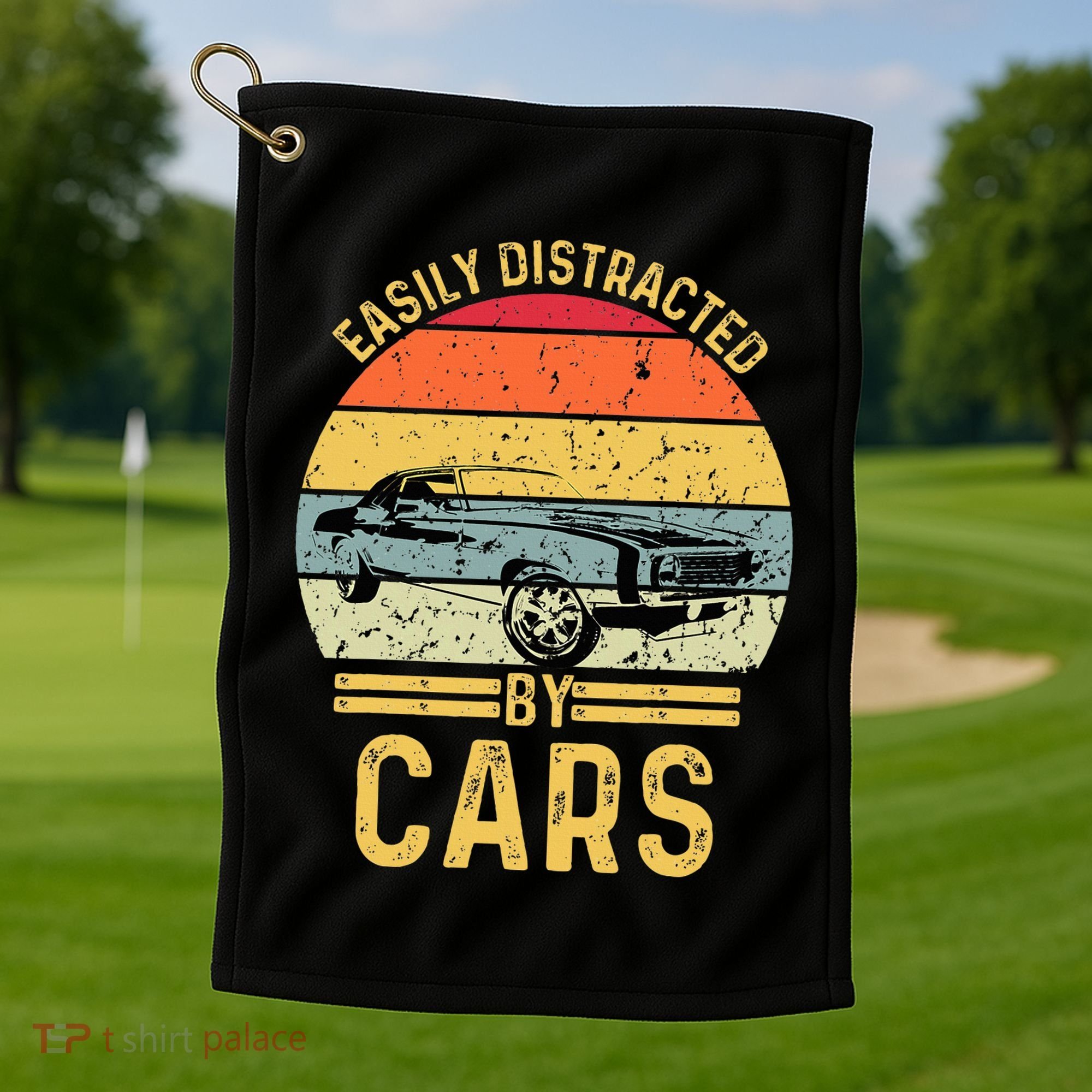Easily Distracted By Cars Automobile Car Lover Golf Towel