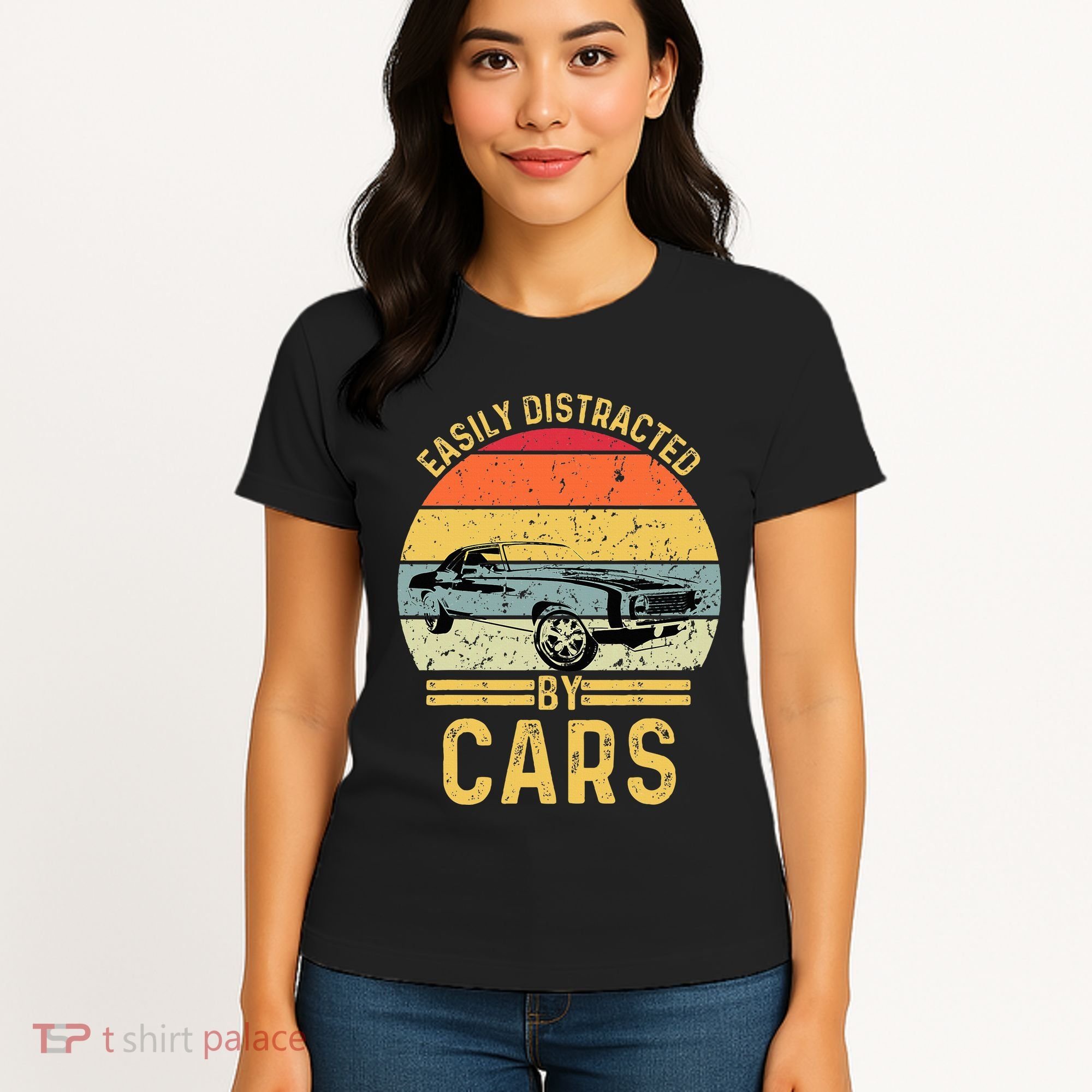 Easily Distracted By Cars Automobile Car Lover Women's T-Shirt