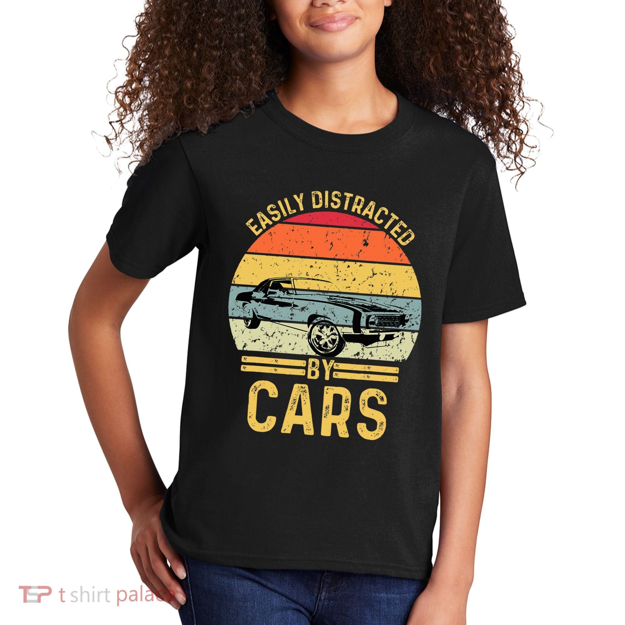 Easily Distracted By Cars Automobile Car Lover Kids T-Shirt