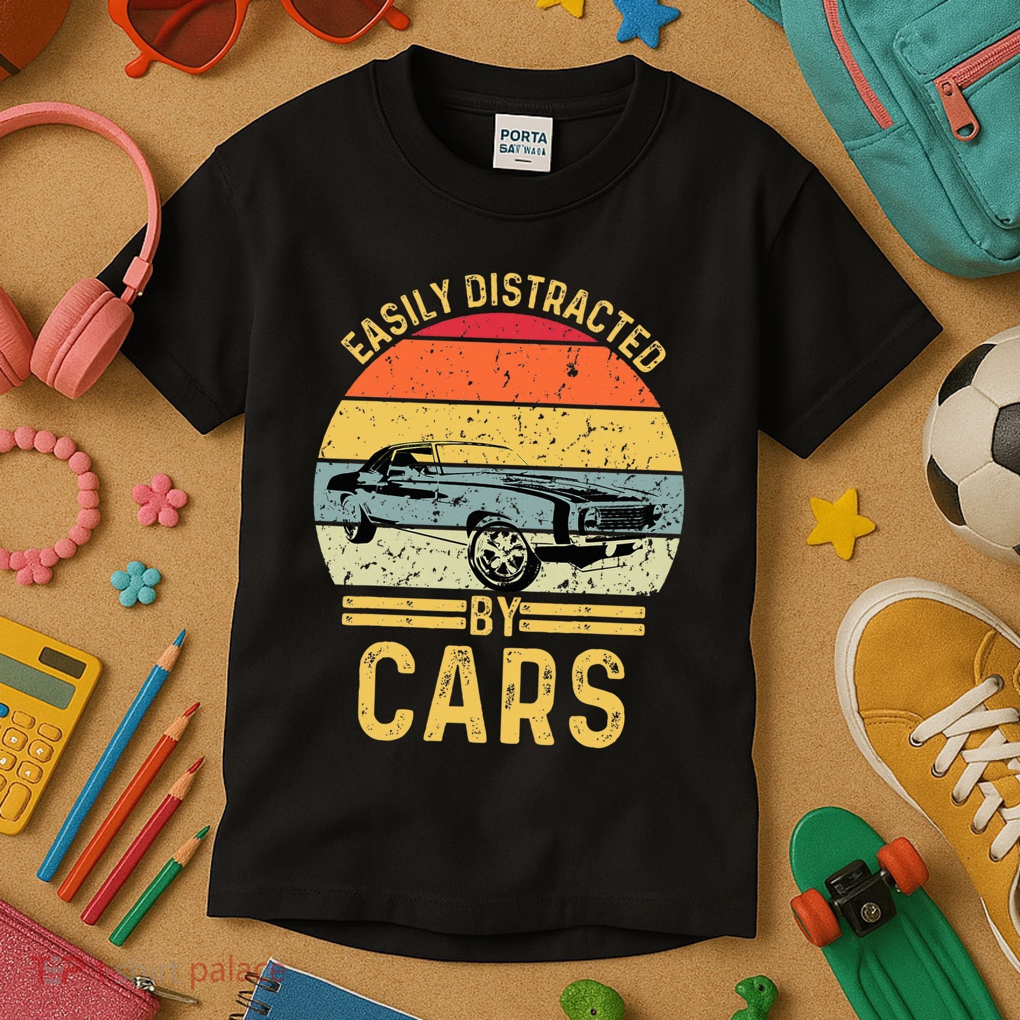 Easily Distracted By Cars Automobile Car Lover Kids T-Shirt