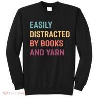 Easily Distracted By Books And Yarn Yarn Lover Sweatshirt thumb 0