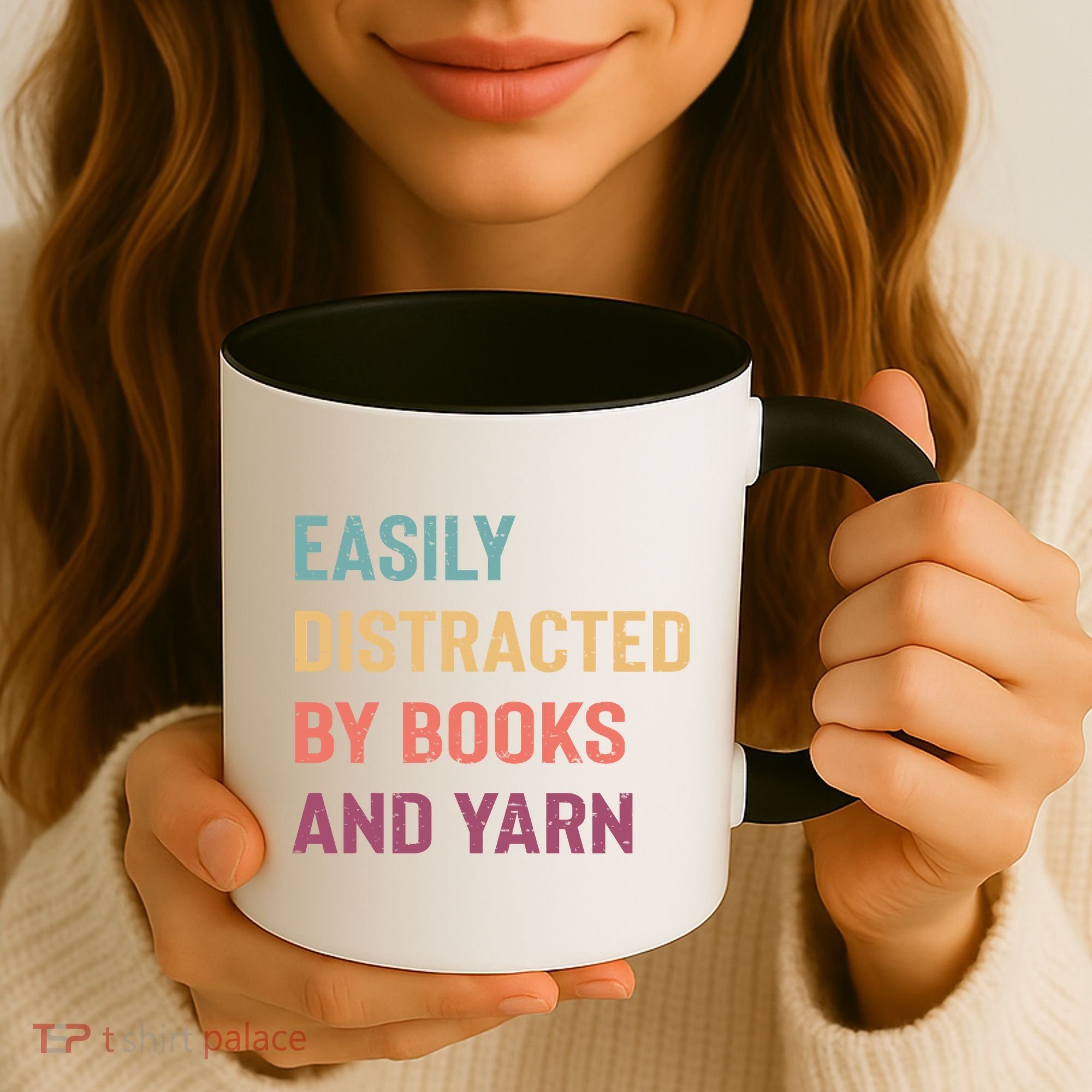 Easily Distracted By Books And Yarn Yarn Lover Coffee Mug