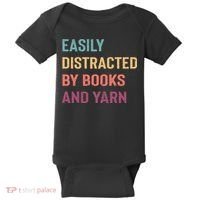 Easily Distracted By Books And Yarn Yarn Lover Baby Bodysuit thumb 0