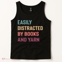 Easily Distracted By Books And Yarn Yarn Lover Tank Top thumb 2