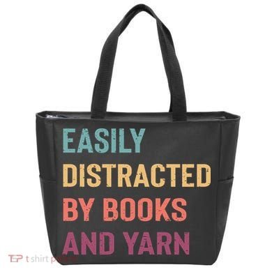 Easily Distracted By Books And Yarn Yarn Lover Tote Bag