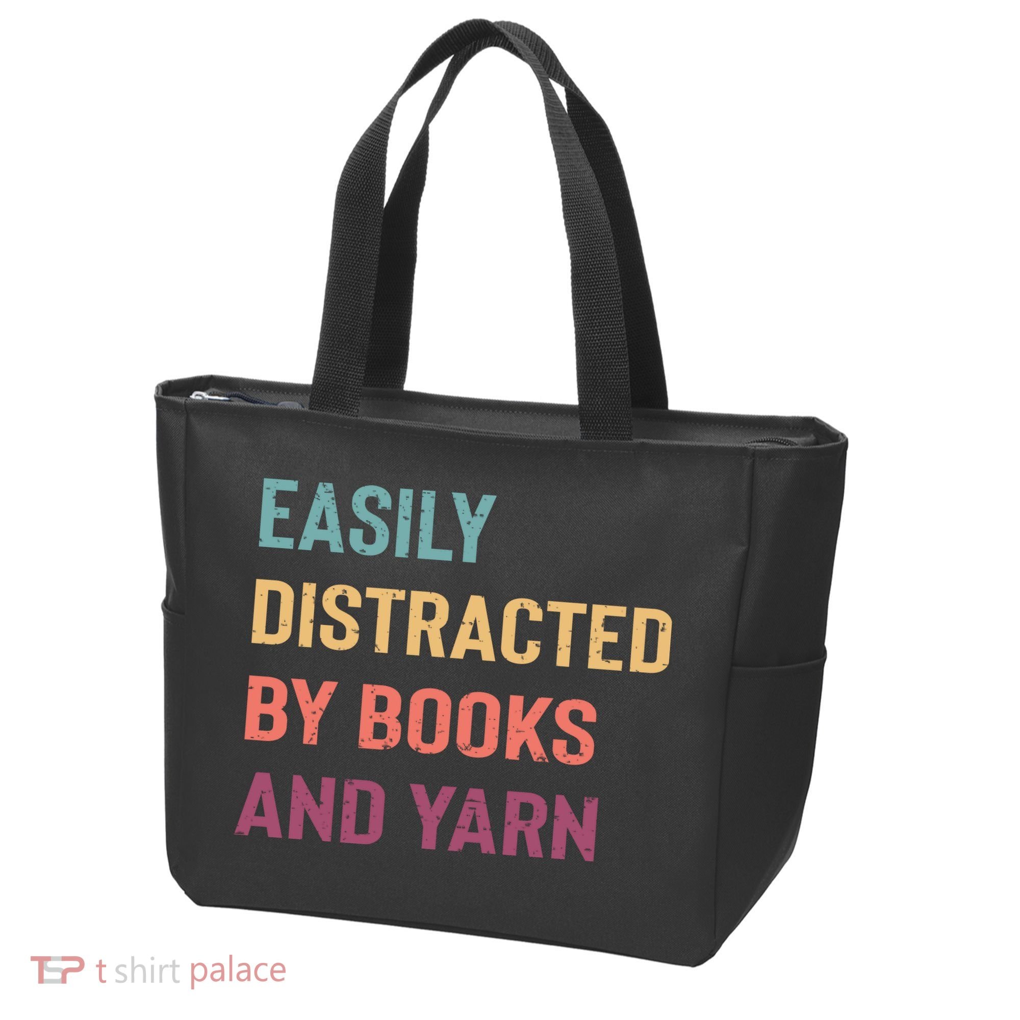 Easily Distracted By Books And Yarn Yarn Lover Tote Bag