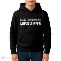 Easily Distracted By Music & Beer Kids Hoodie thumb 4