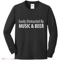 Easily Distracted By Music & Beer Kids Long Sleeve Shirt thumb 0
