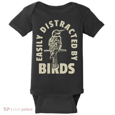 Easily Distracted By Birds Bird Cage Vintage Distress Baby Bodysuit