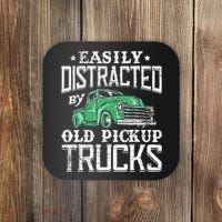 Easily Distracted By Old Pickup Trucks Cute Trucker Coaster thumb 0