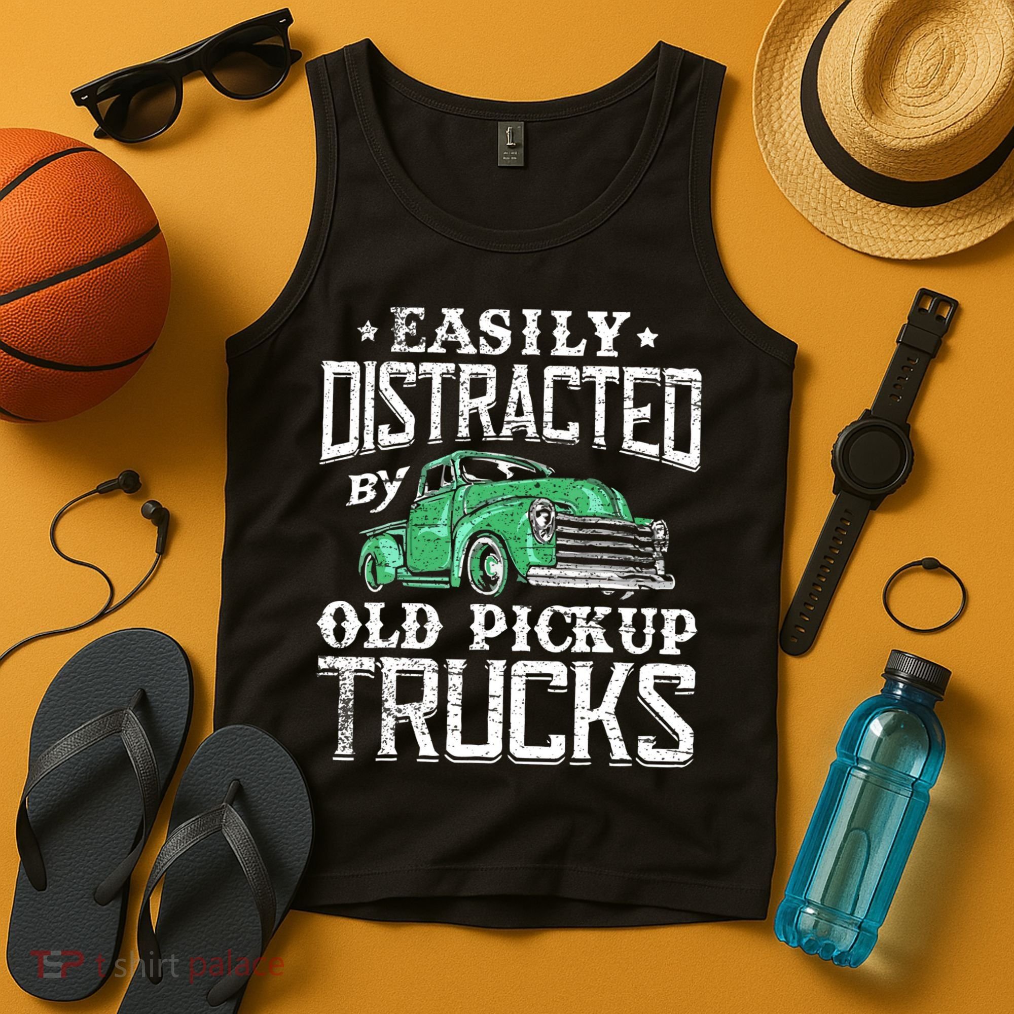 Easily Distracted By Old Pickup Trucks Cute Trucker Tank Top