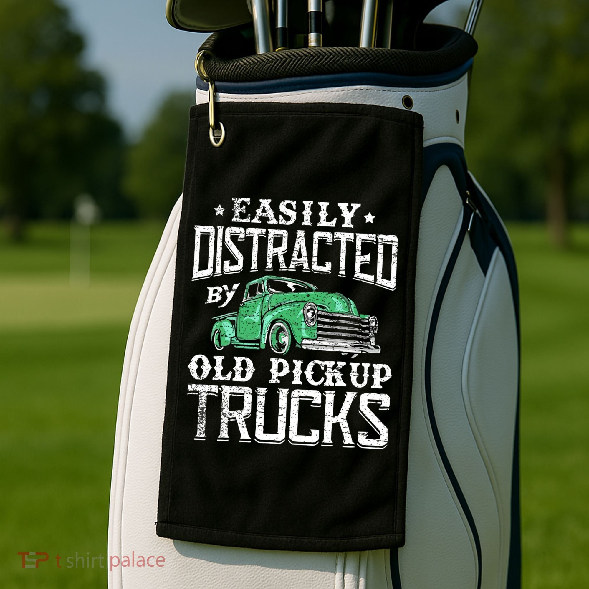Easily Distracted By Old Pickup Trucks Cute Trucker Golf Towel